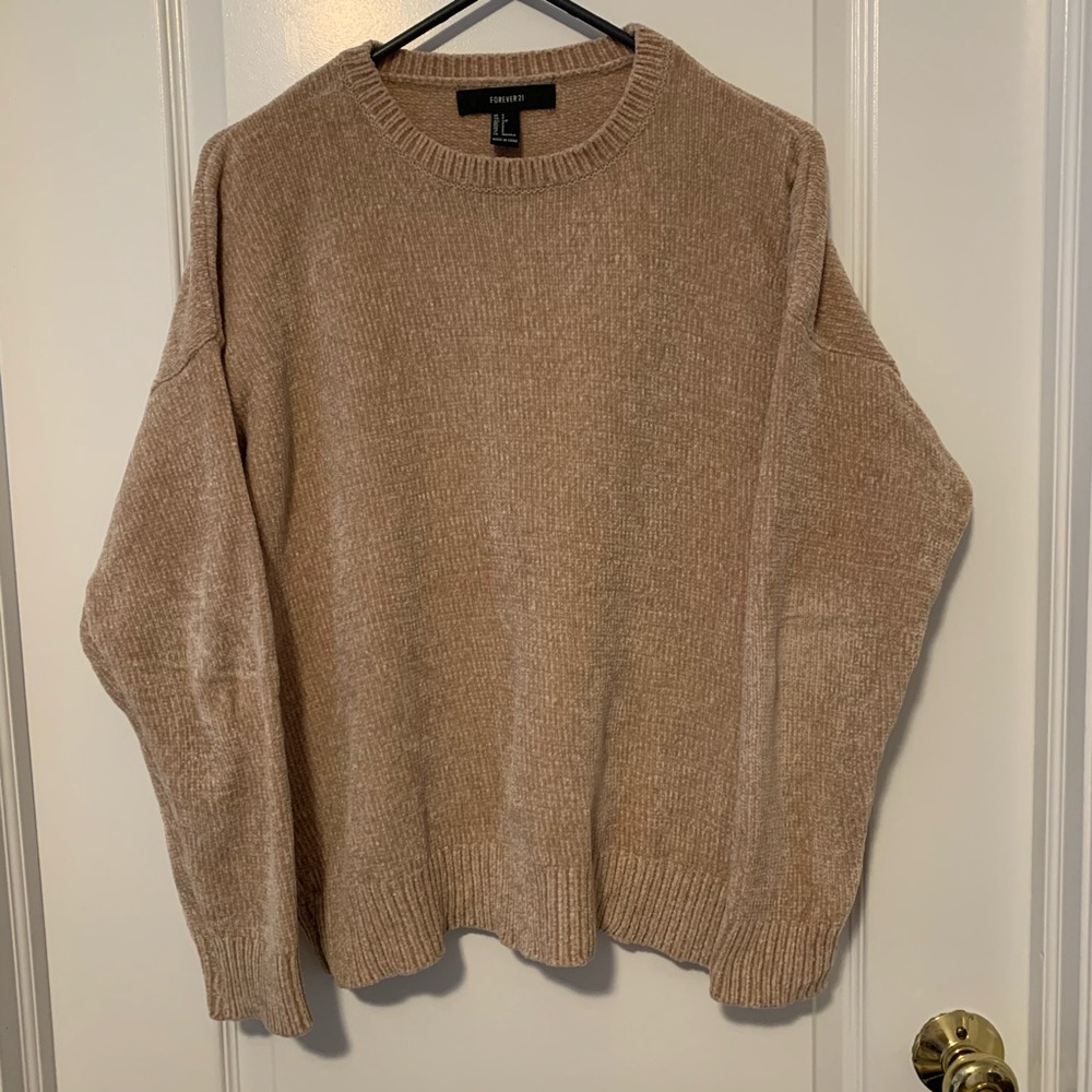 Tan Velvet Knit oversized sweater